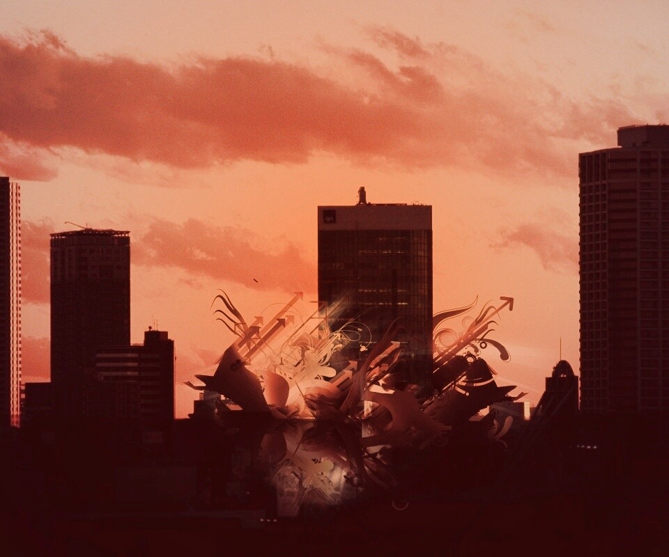 3D абстракция прямо в городе обои