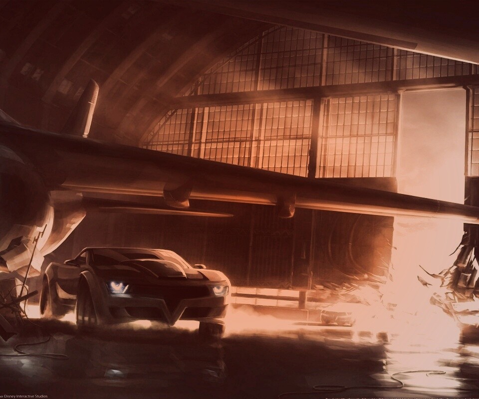 Машины въезжают в ангар обои