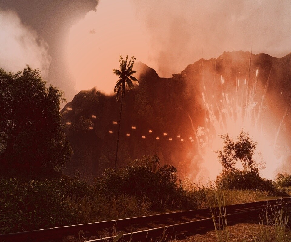 Взрыв в кустах обои