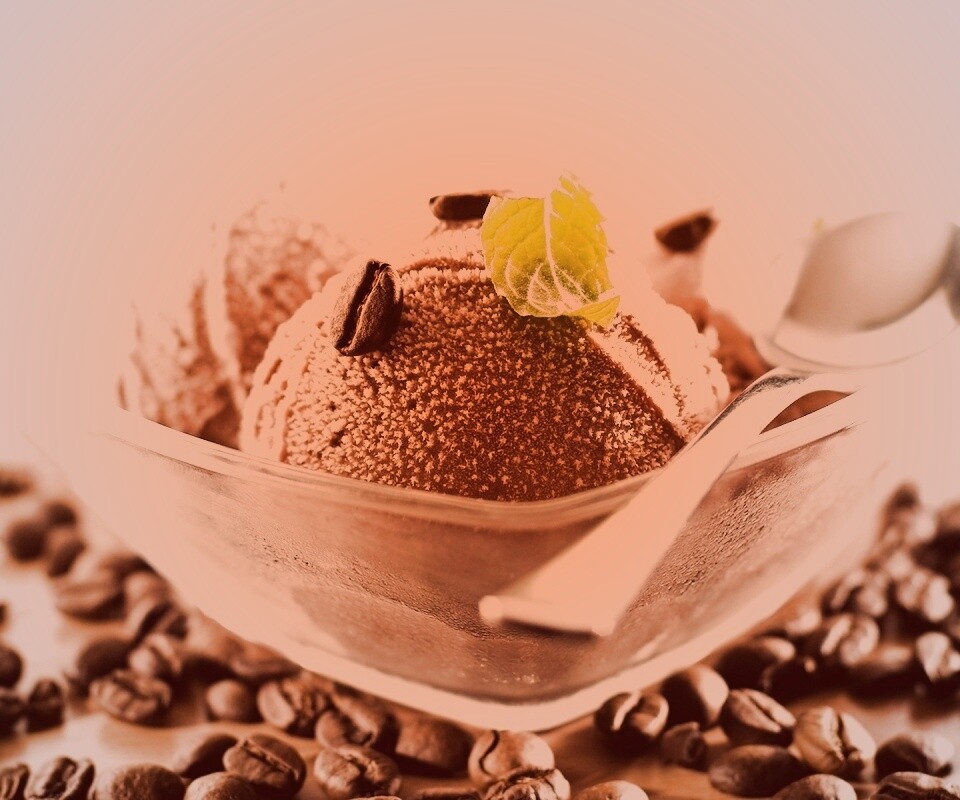 Кофейное мороженое с листиком мяты обои