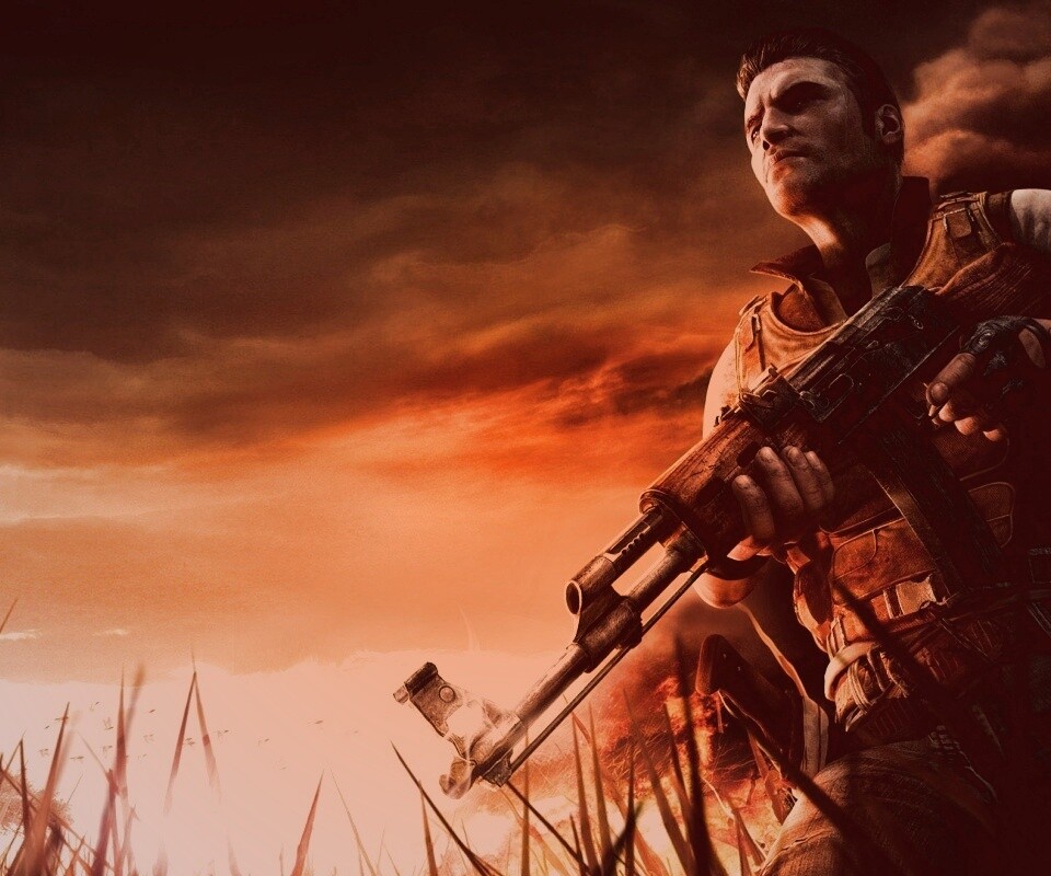 С оружием и в бронежилете обои