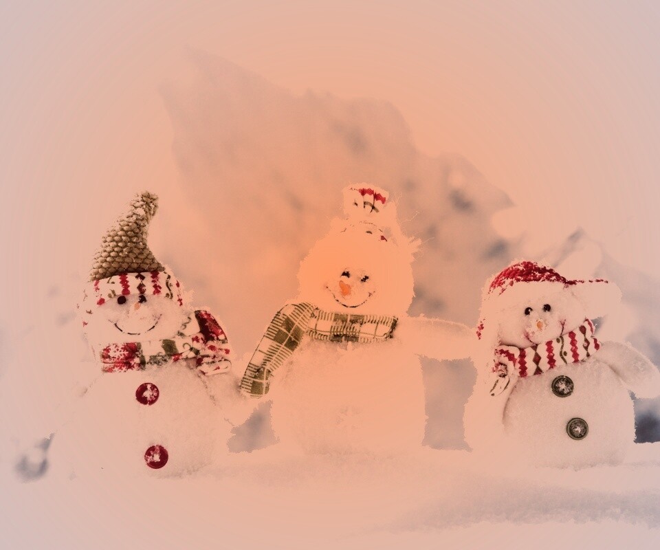 Три снеговика обои