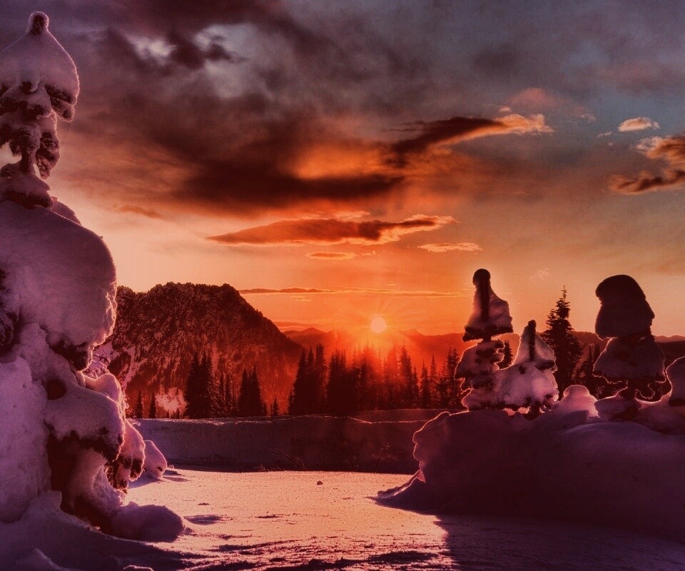 Зимнее солнце обои