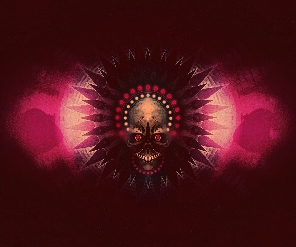 Неоновый череп обои