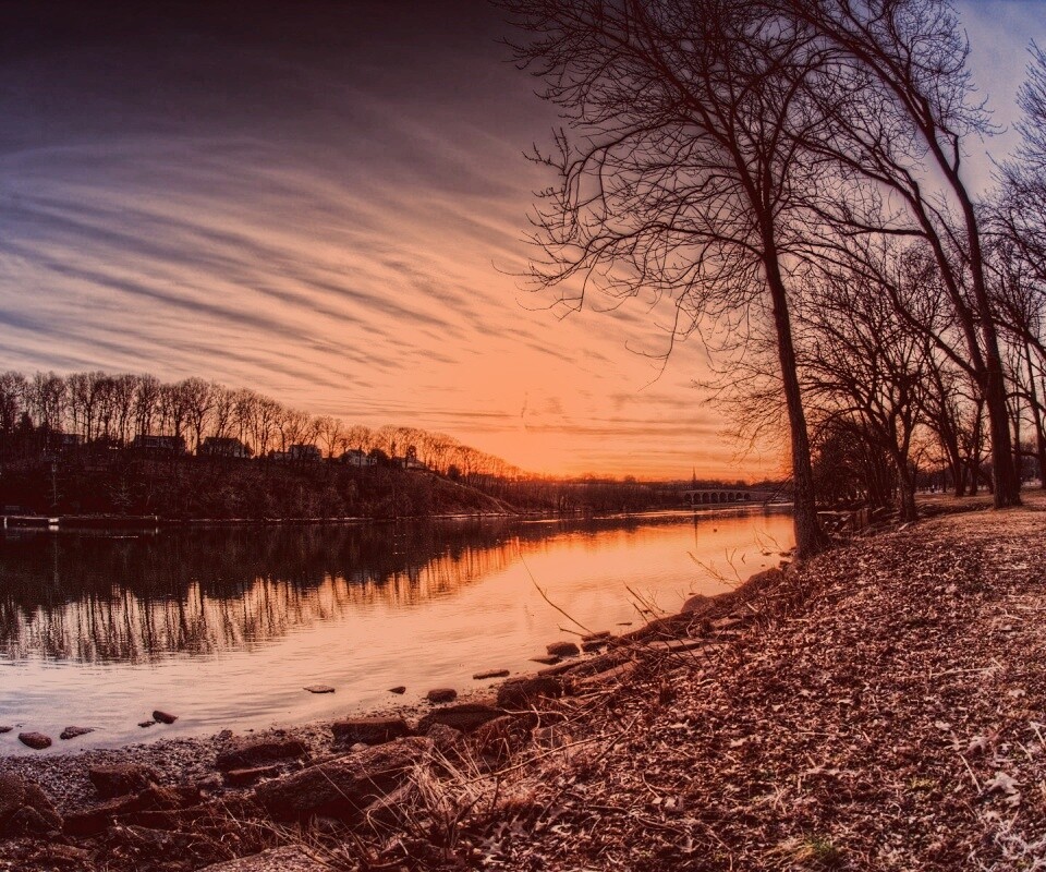 Осенний закат обои