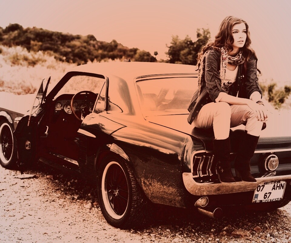 Девушка на мустанге обои