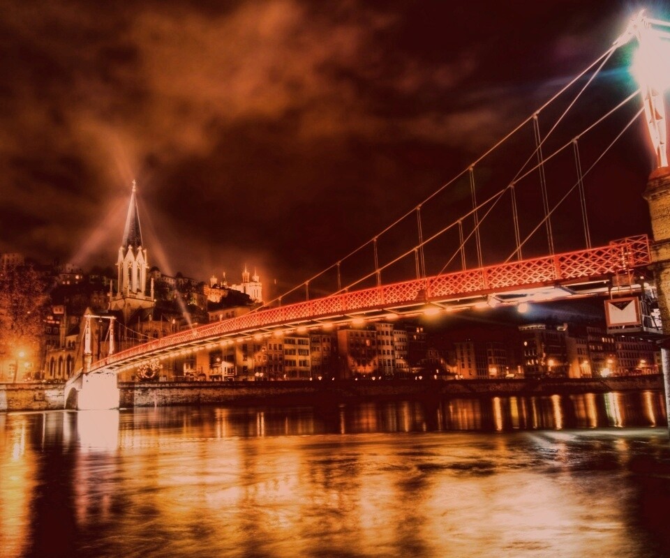 Ночная подсветка моста обои