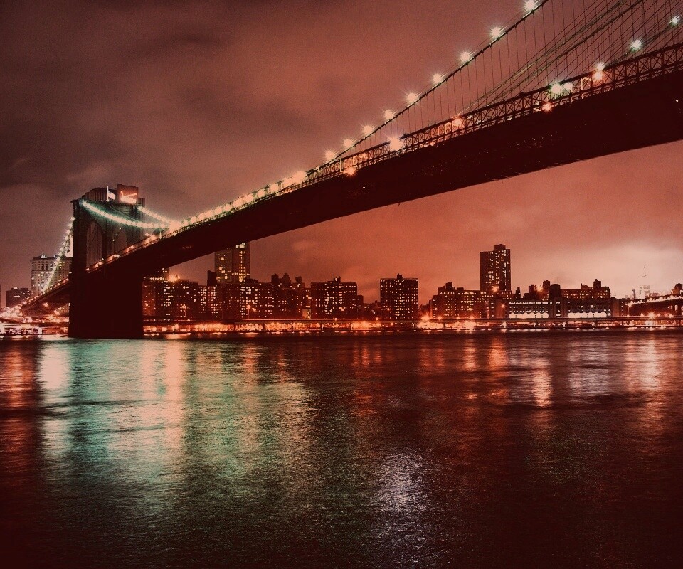 Мост в огнях обои