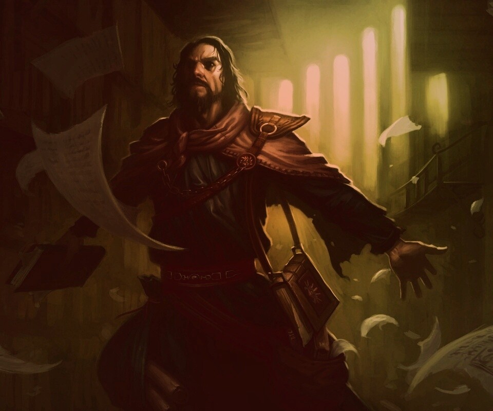 Маг в библиотеке обои