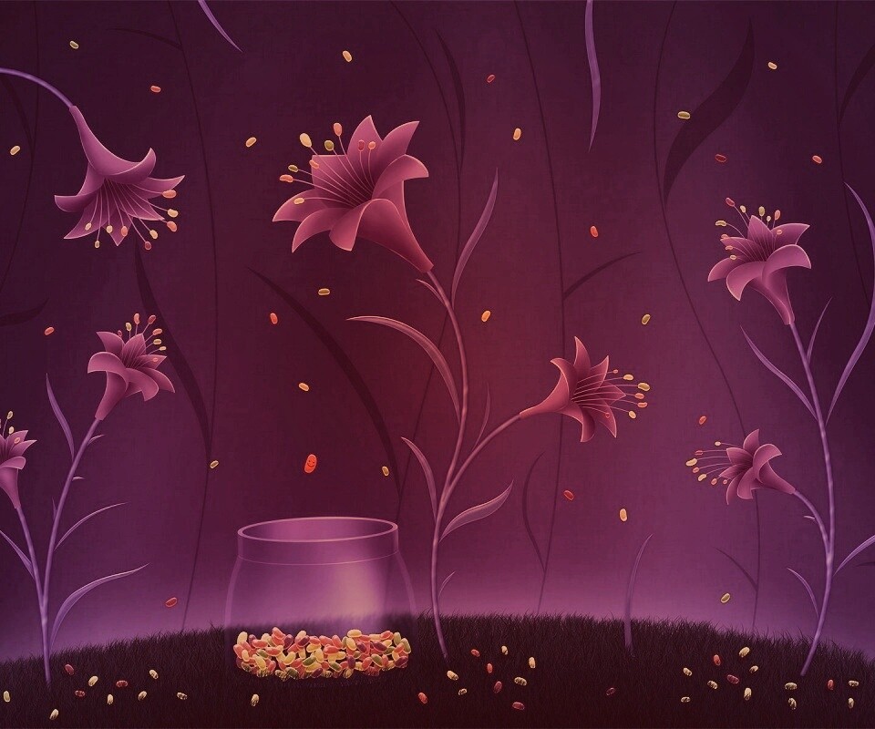 Волшебные цветы и конфетки обои