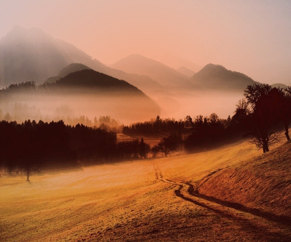 Дорога в туманную долину обои