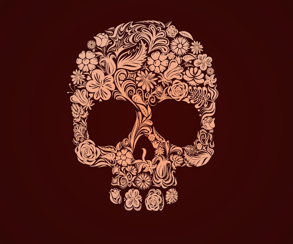 Череп из векторных цветов обои