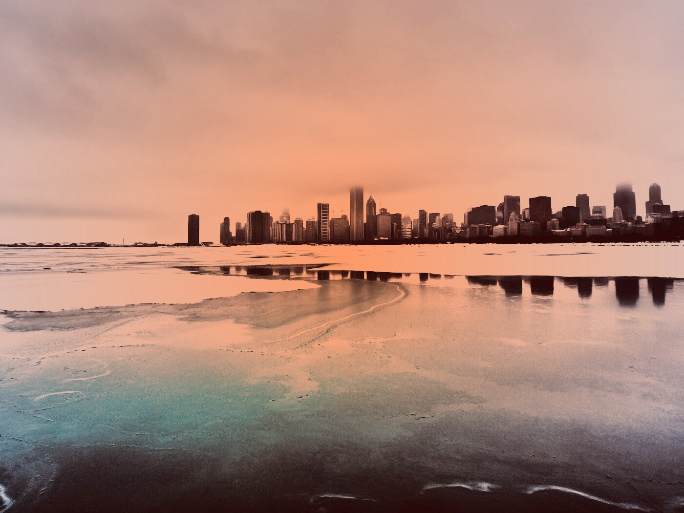 Зимний город обои