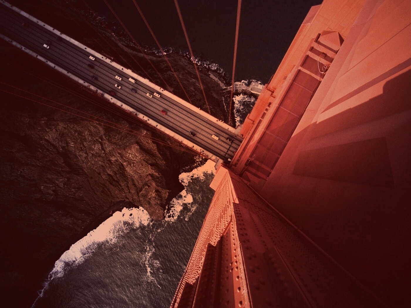 Вид в с пролета моста Золотые Ворота обои