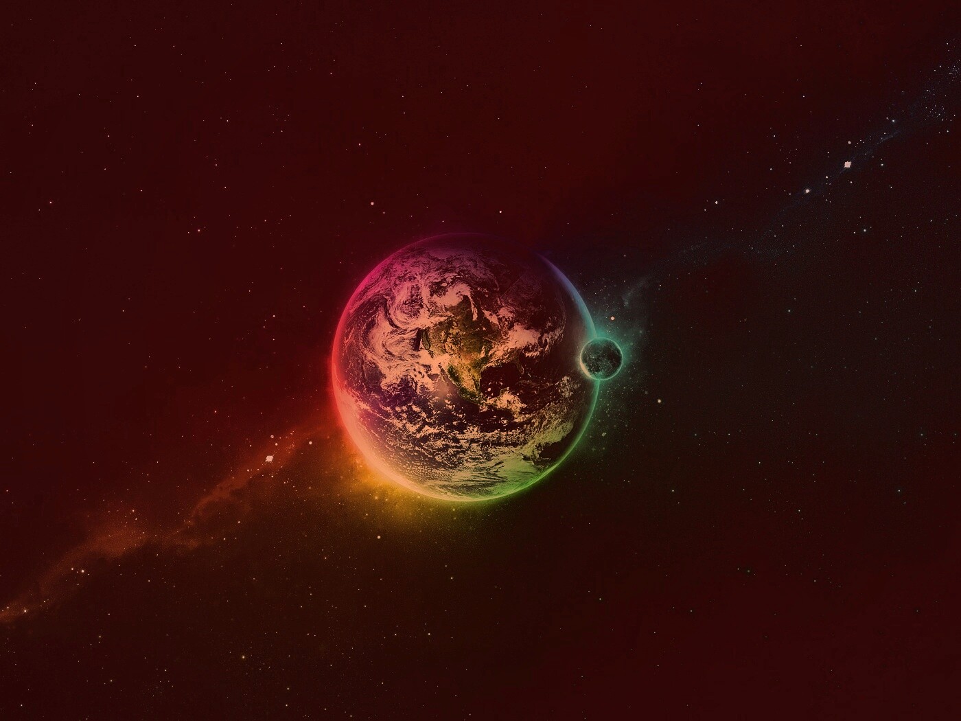 Земля в радужном ореоле обои