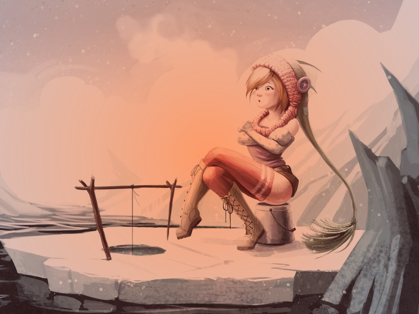 Тяготы зимней рыбалки обои