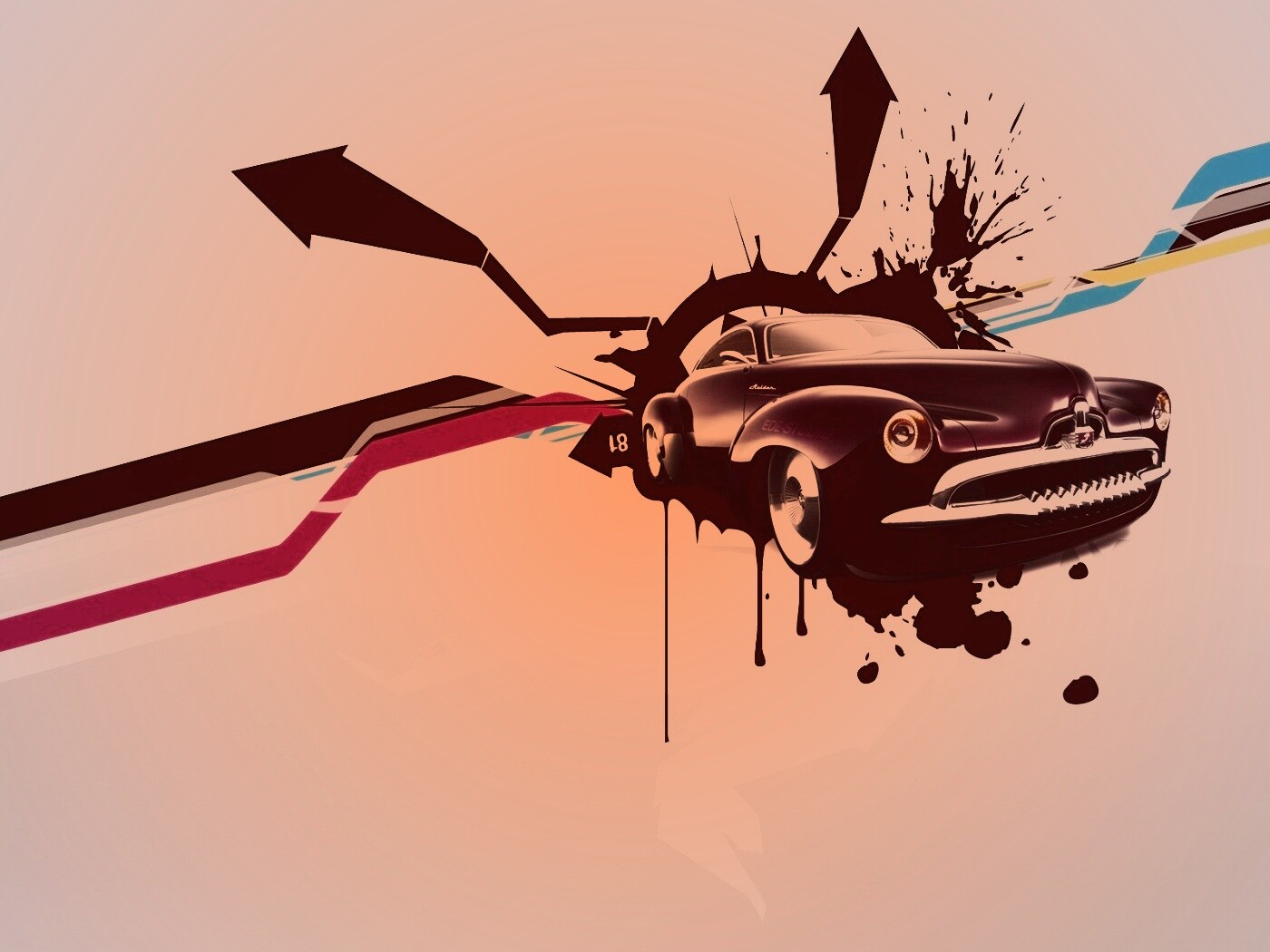 Абстракция с ретро авто обои