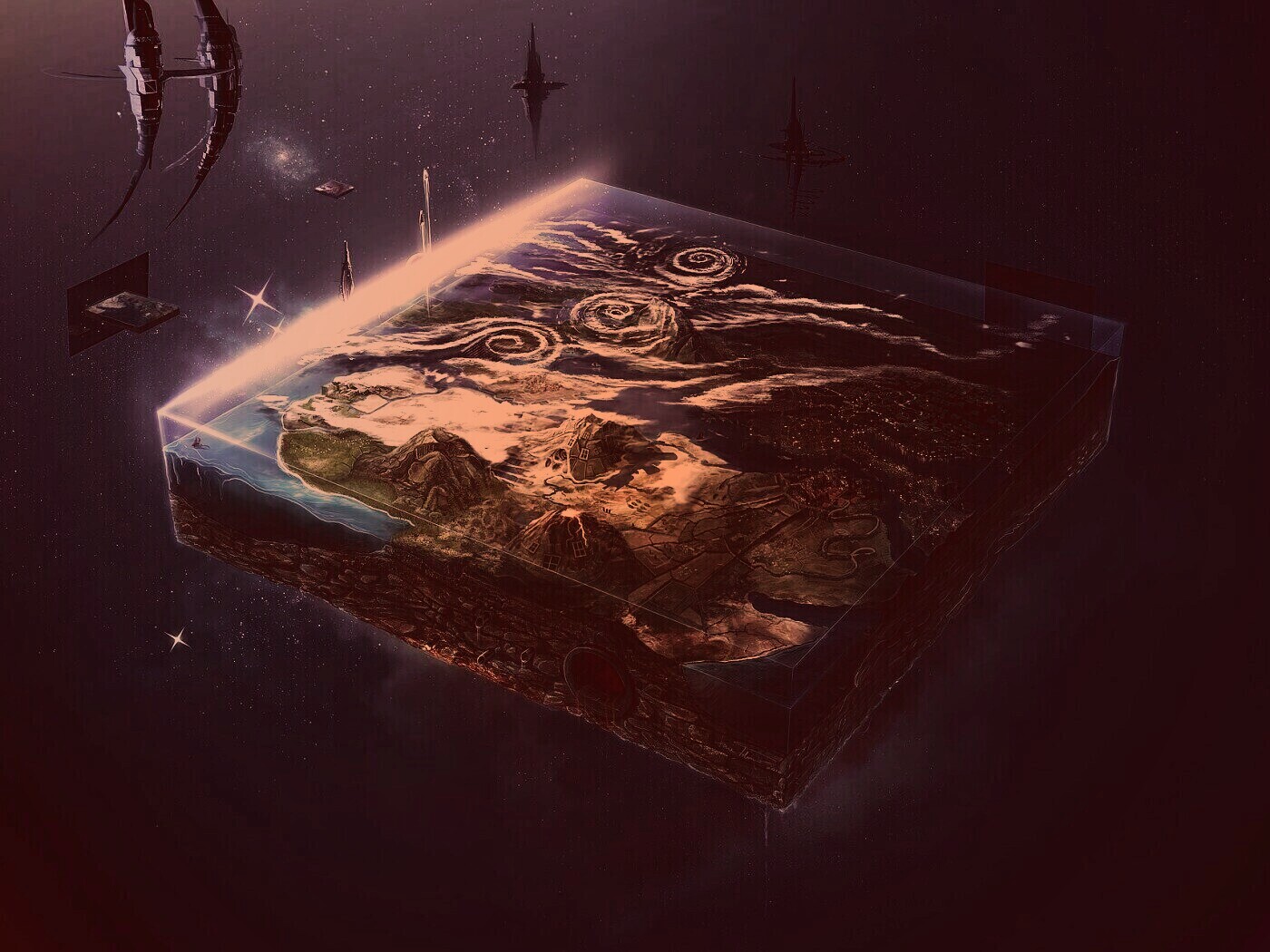 Кубическая земля в вакууме обои