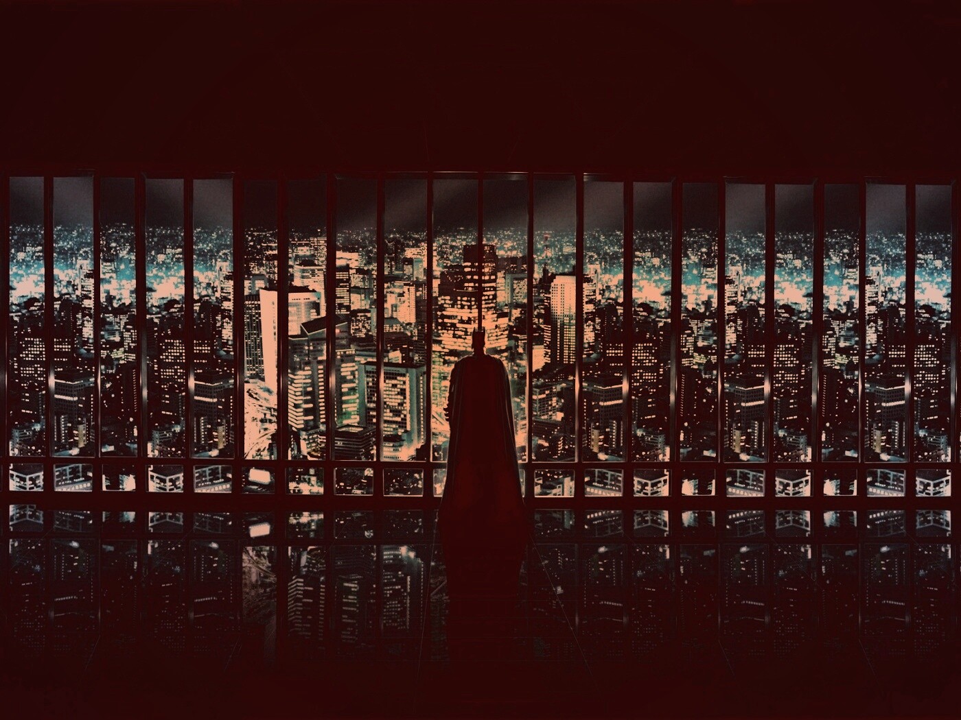 Бэтмен  смотрит на Готем обои