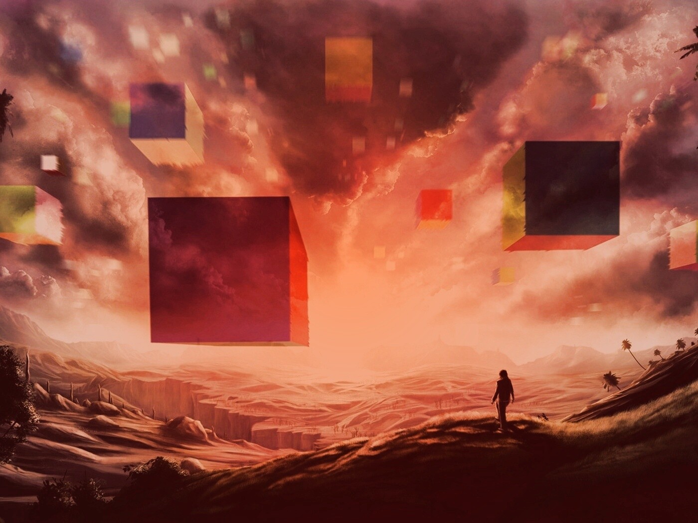 Кубы в небе обои