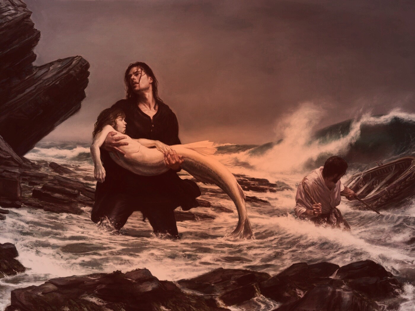 Рыбаки спасают русалку обои