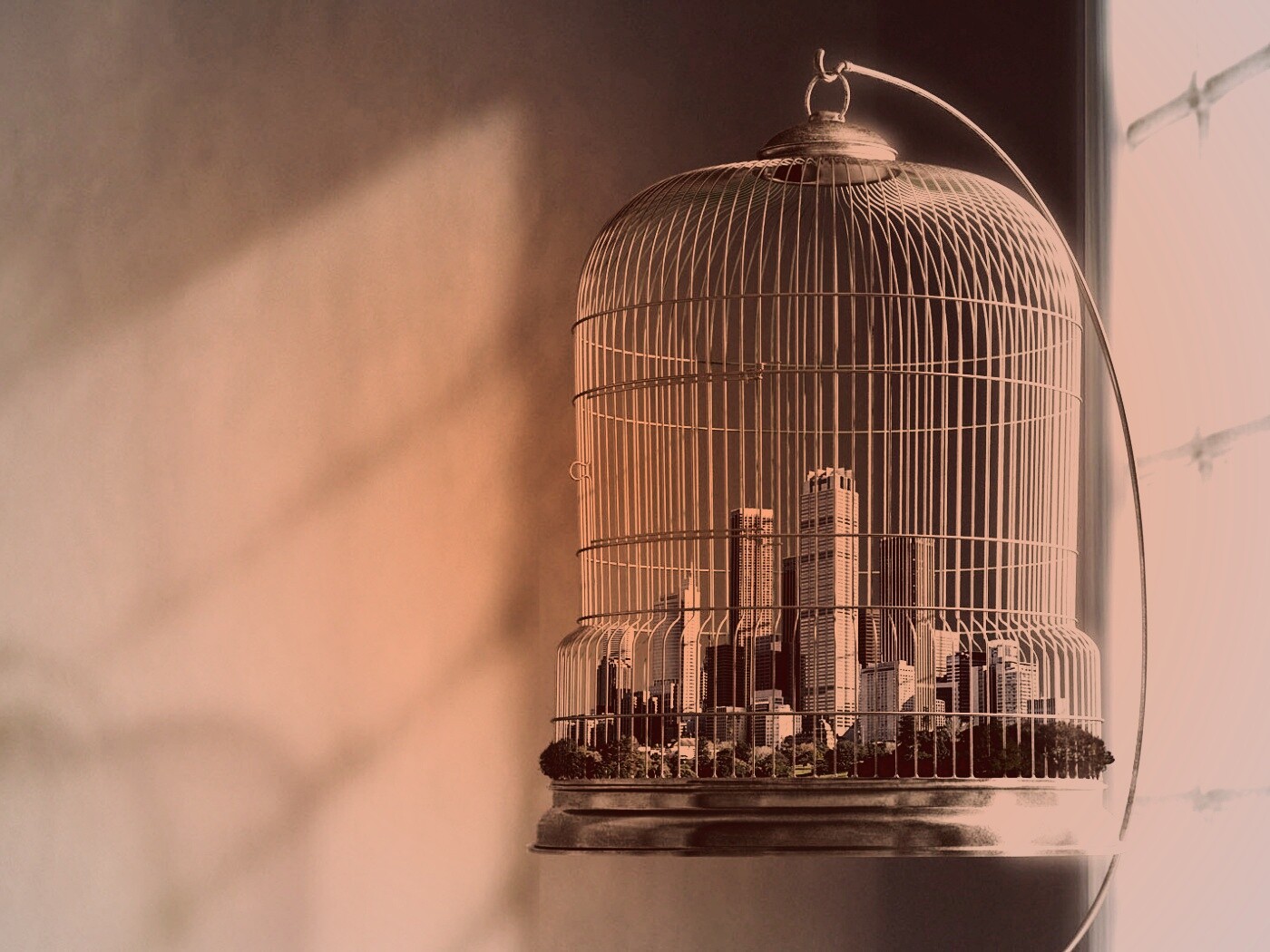 Город в клетке обои