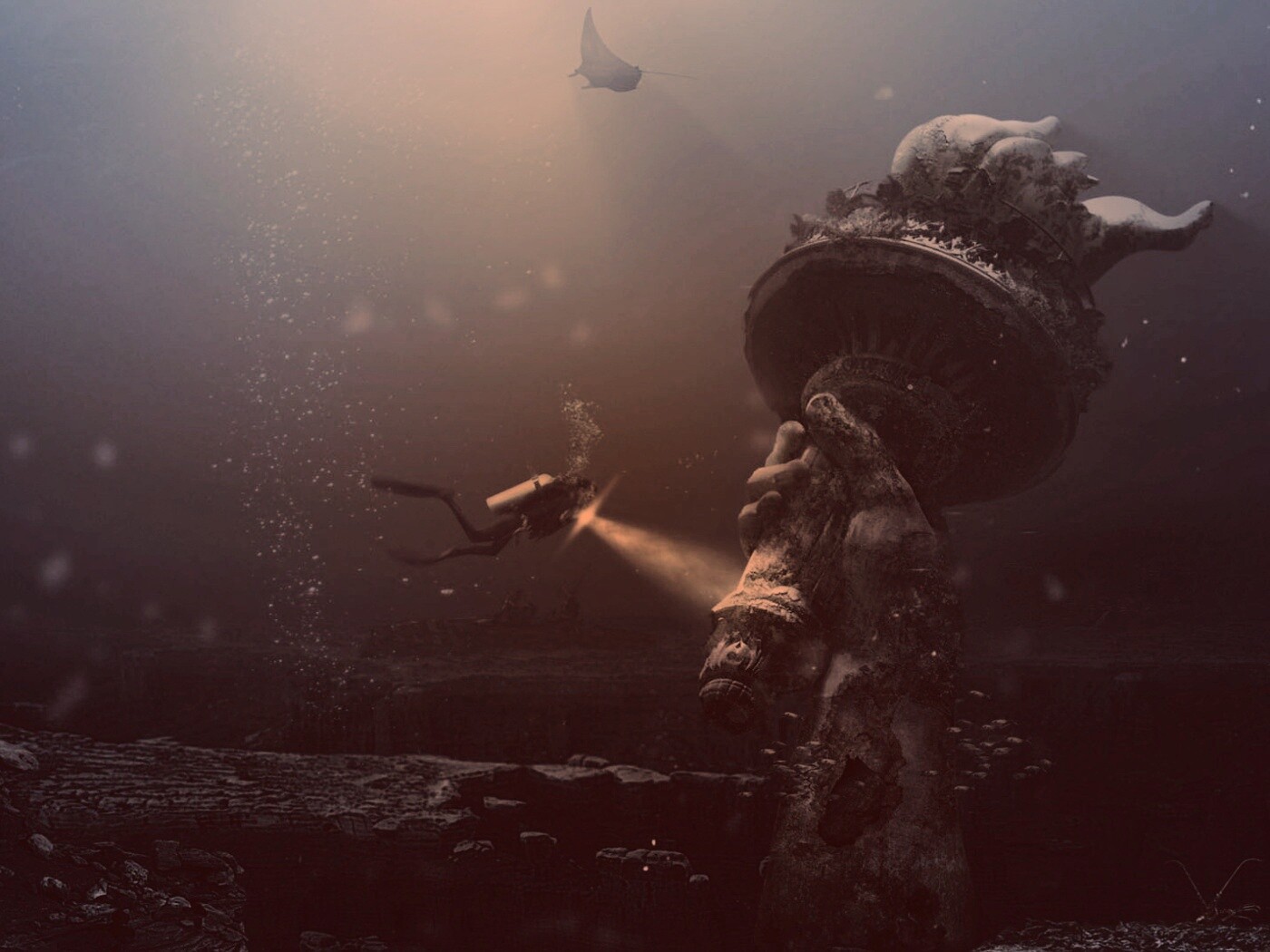 Затопленный Нью-Йорк обои