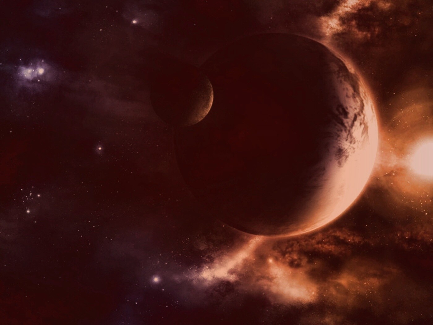 Планета с одним спутником обои