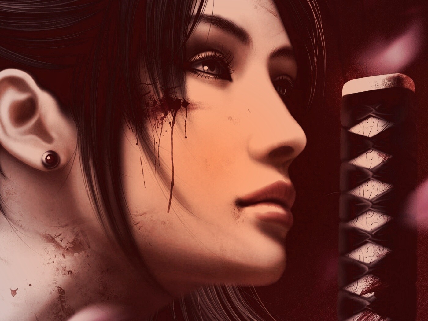 Японка с катаной обои