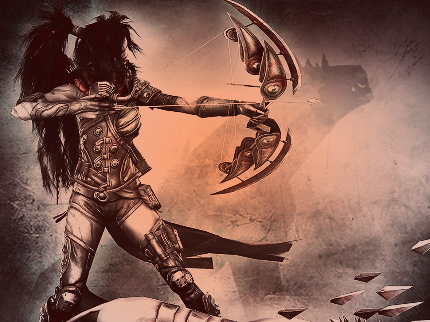 Лучница с боевым псмо обои