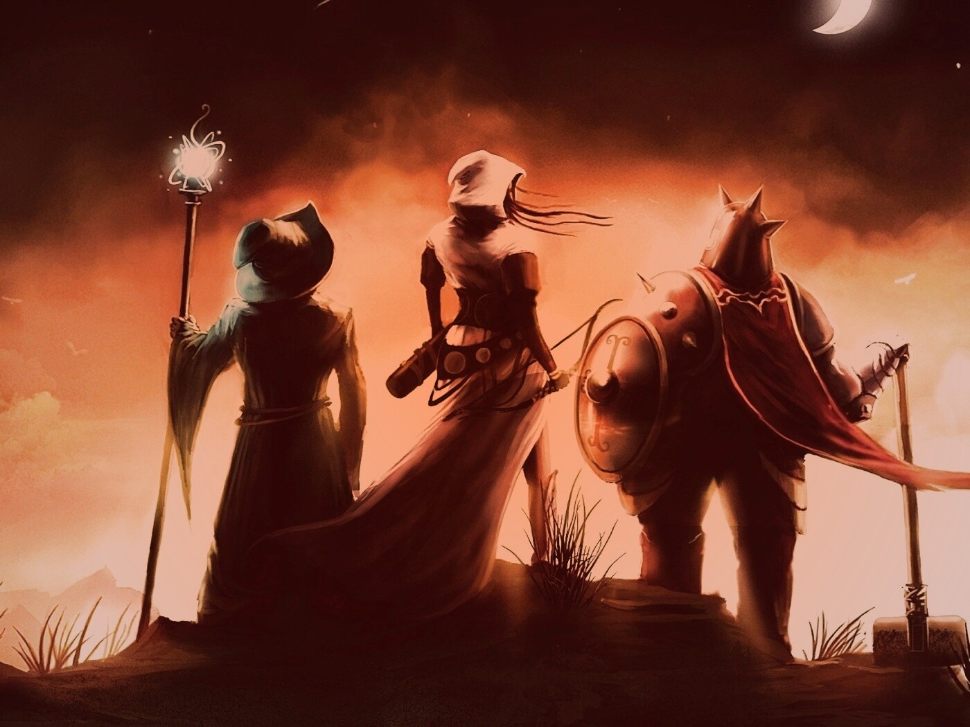 Воин, лучник и маг обои