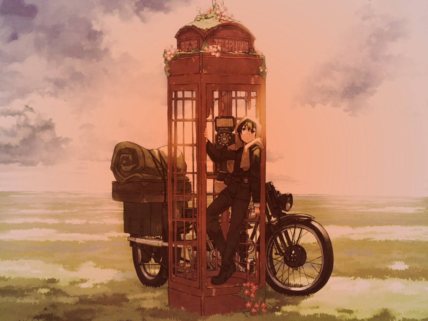 Парень в телефонной будке обои