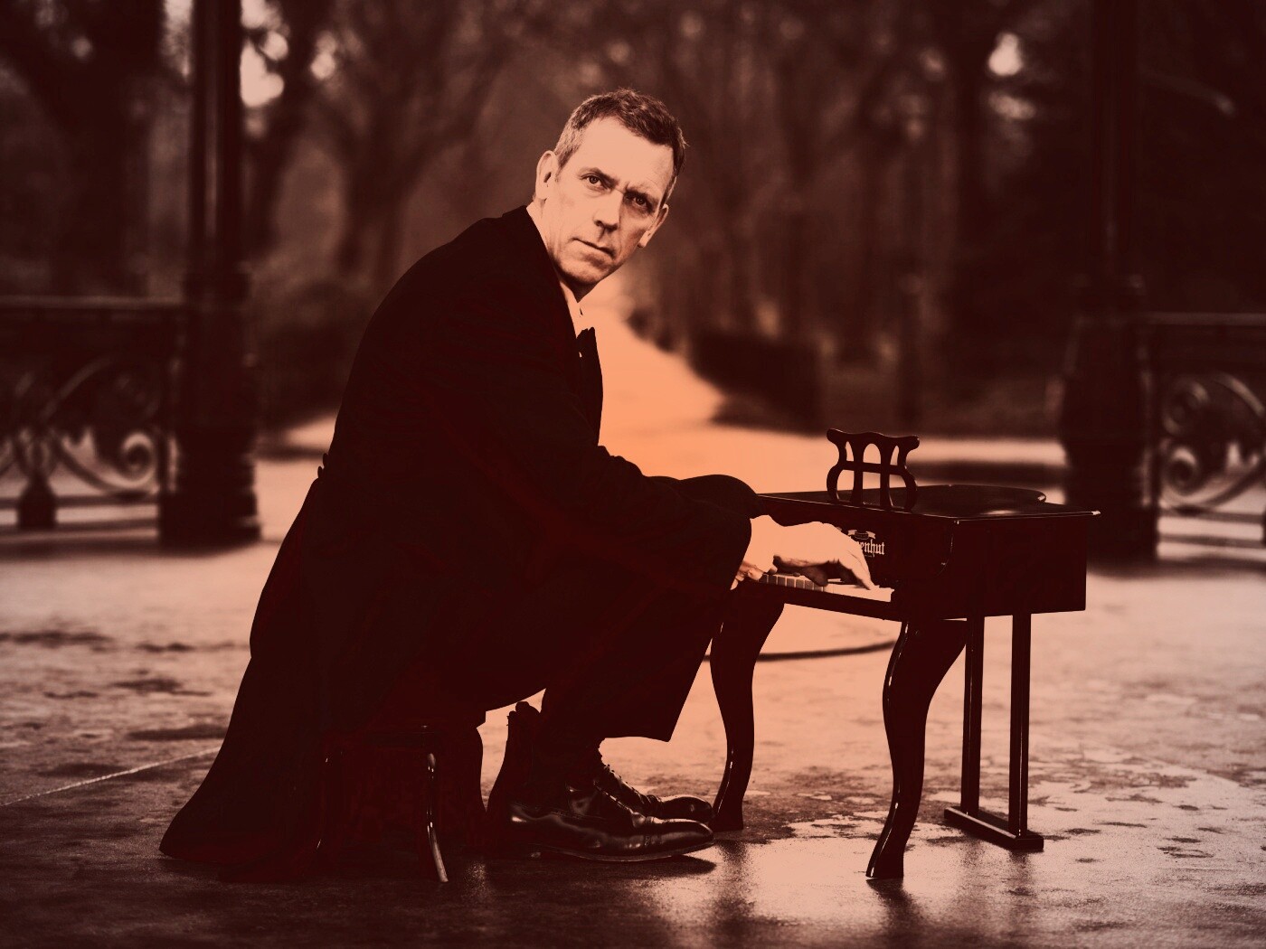 Хью Лори за маленьким роялем обои