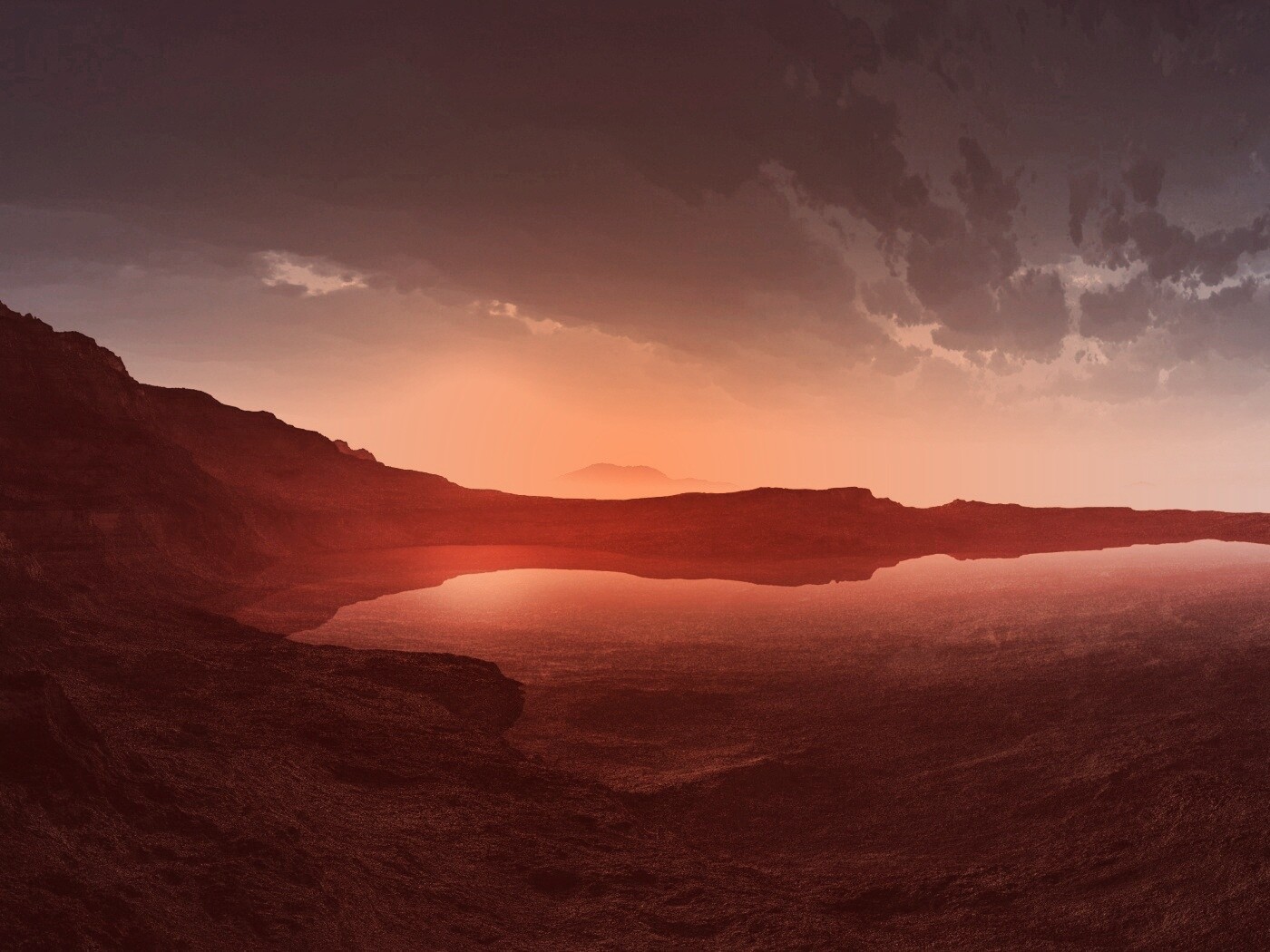 Озеро в каменистой пустыне обои