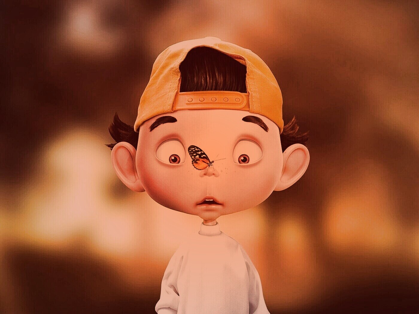 Бабочка на носу обои