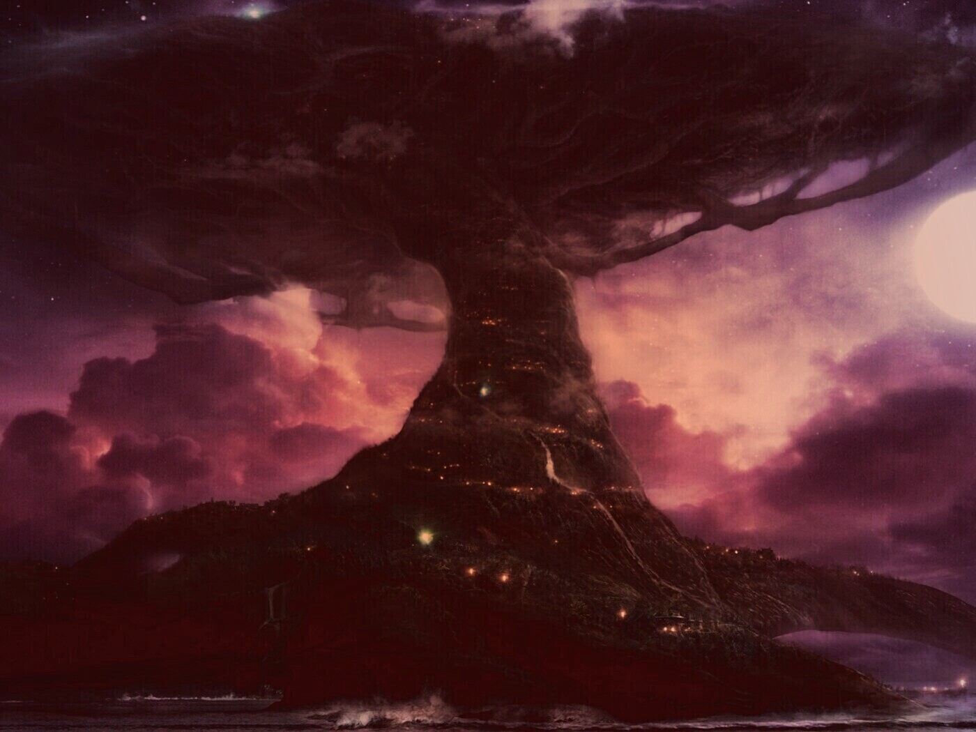 Дерево-город обои