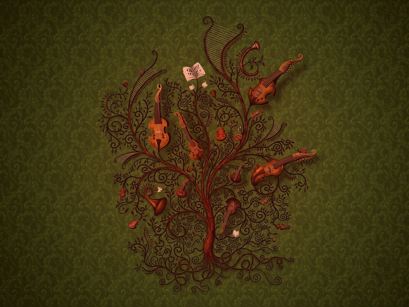 Музыкальное дерево обои