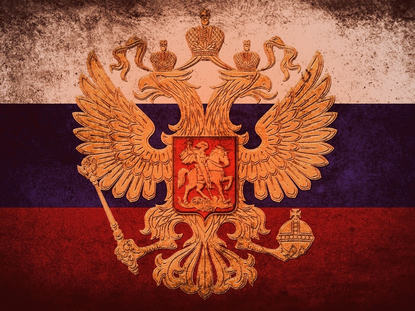 Флаг России в стиле гранж обои
