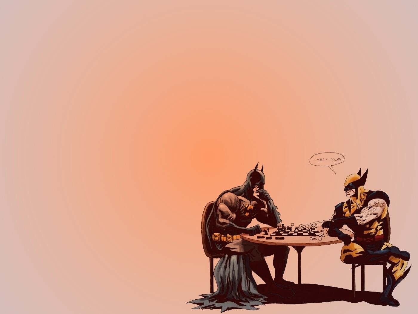 Бэтмен и Расомаха играют в шахматы обои