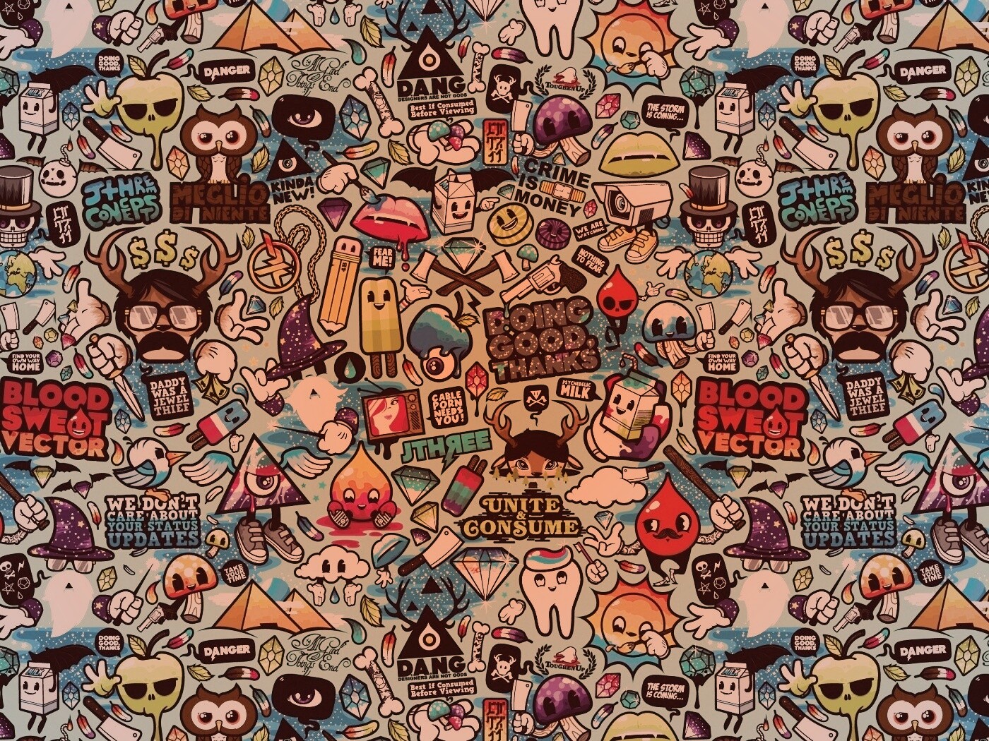 Коллаж из мультяшных картинок обои