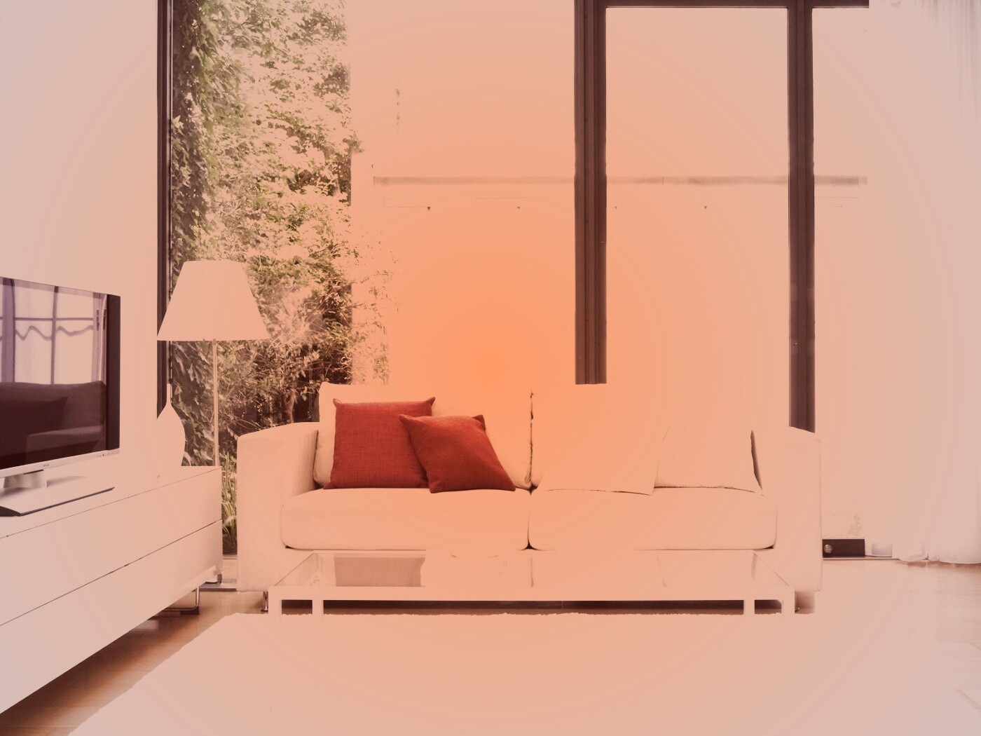 Комната с диваном и телевизором обои