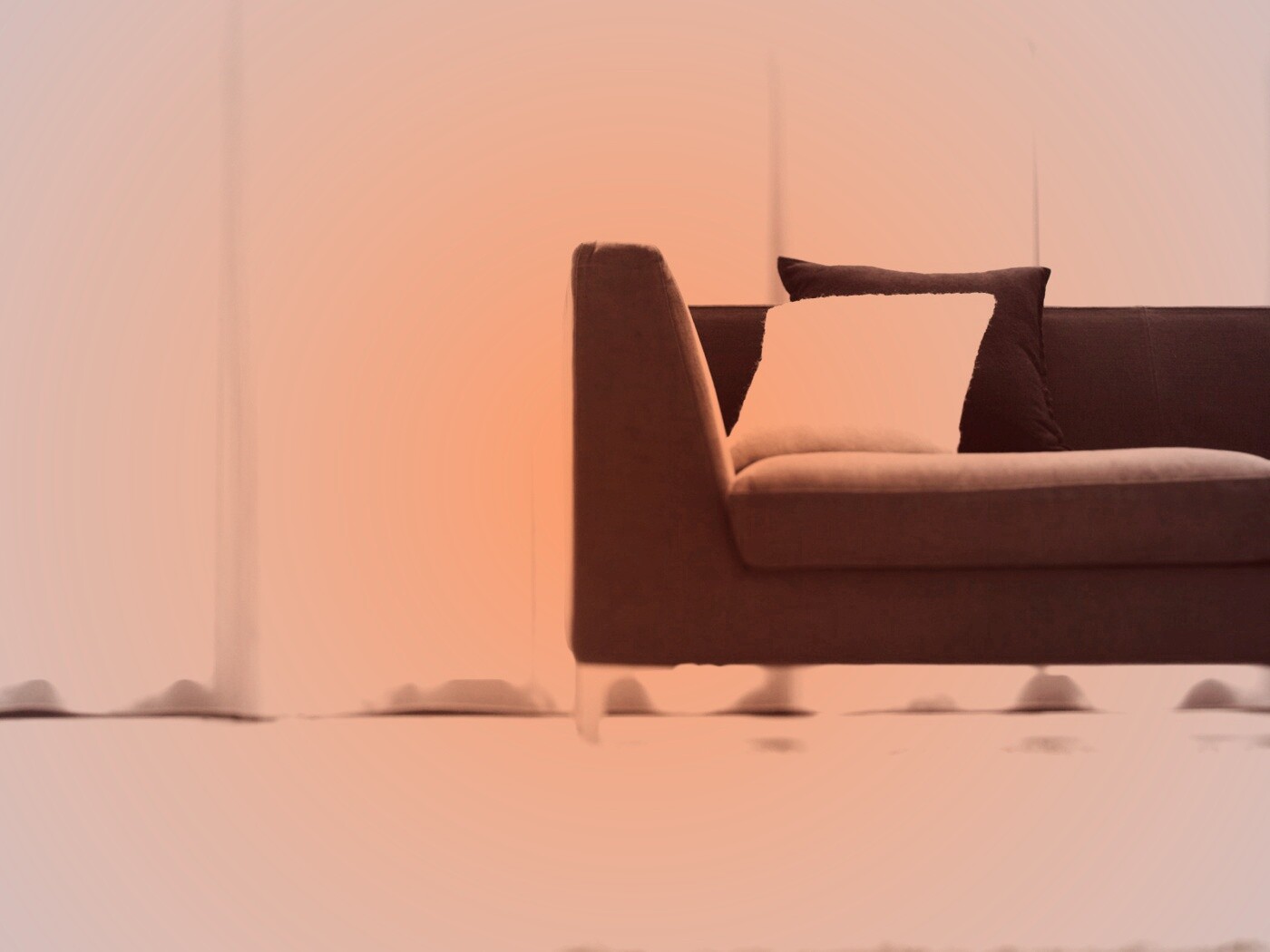 Диван с черной и белой подушками обои