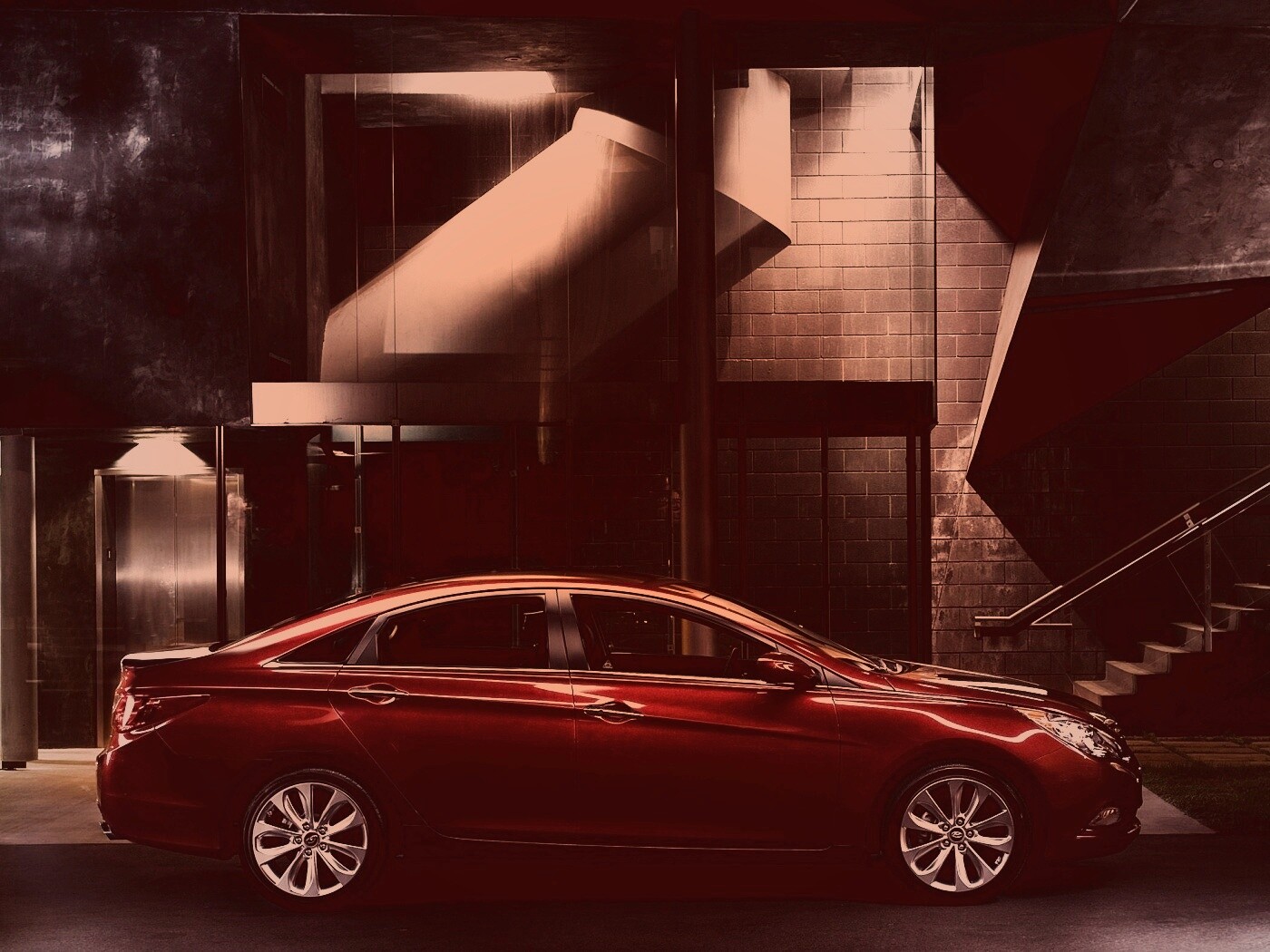 Красный хёндай солярис обои