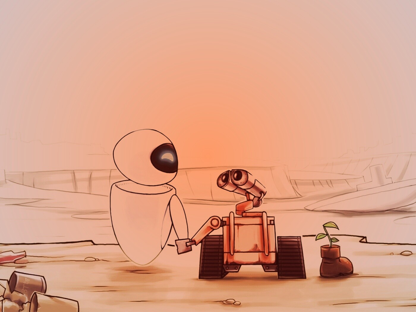 WALL-E и Ева обои