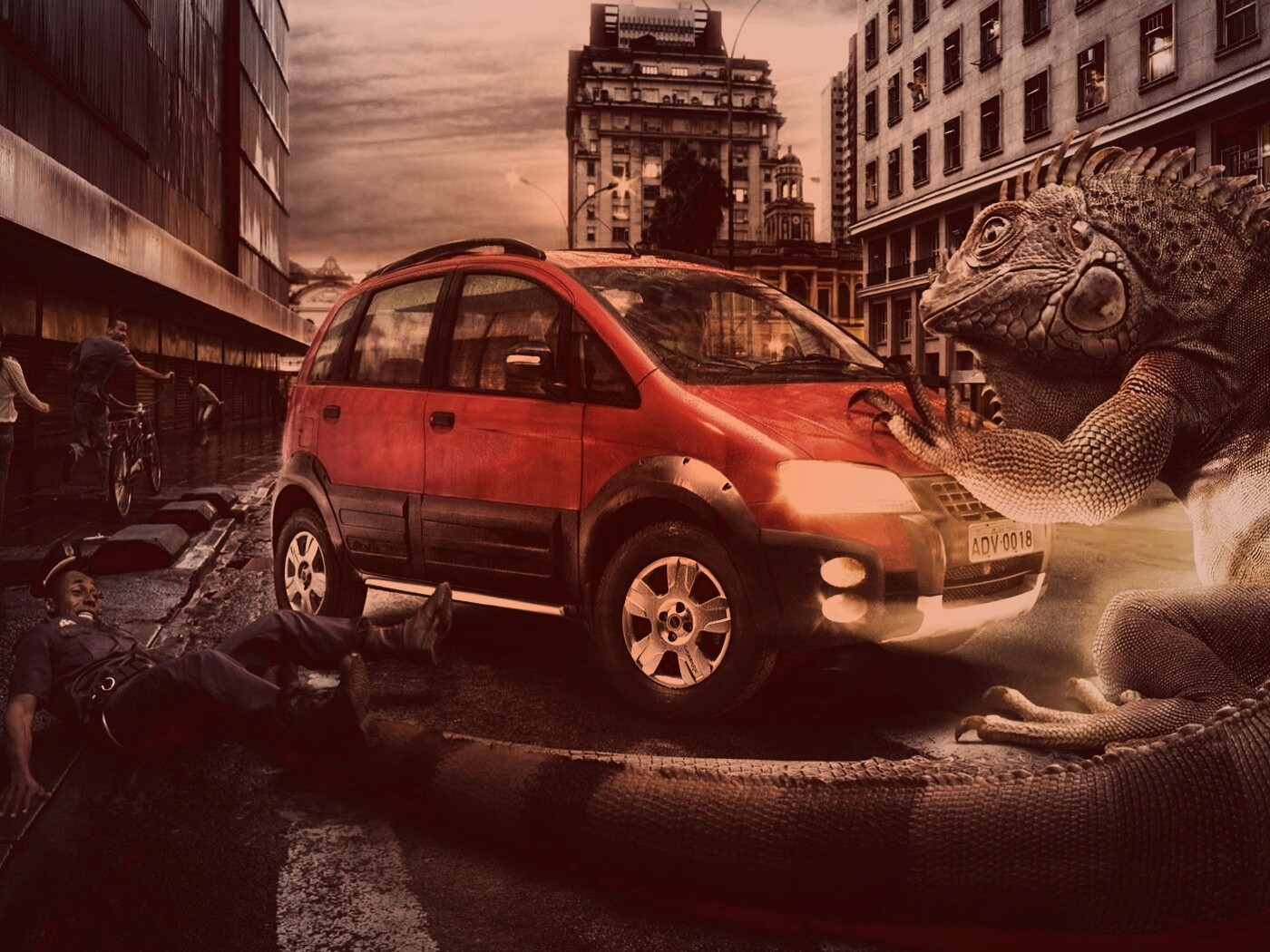 Ящерица в городе обои