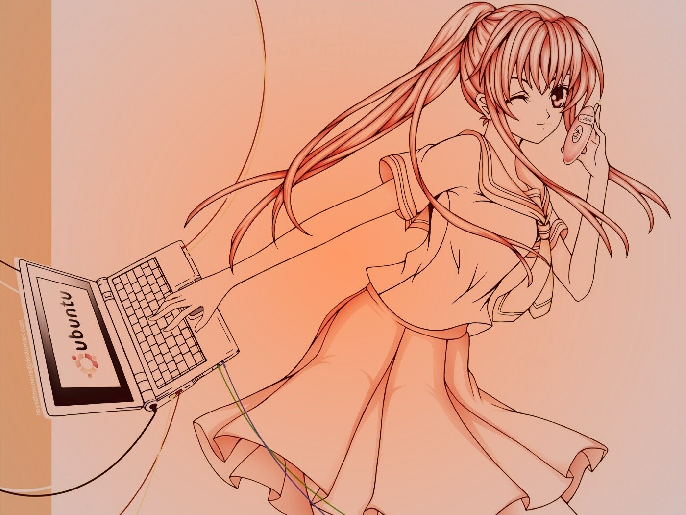 Ubuntu  в аниме обои