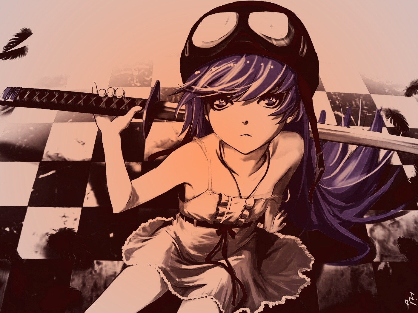 Девушка с катаной обои