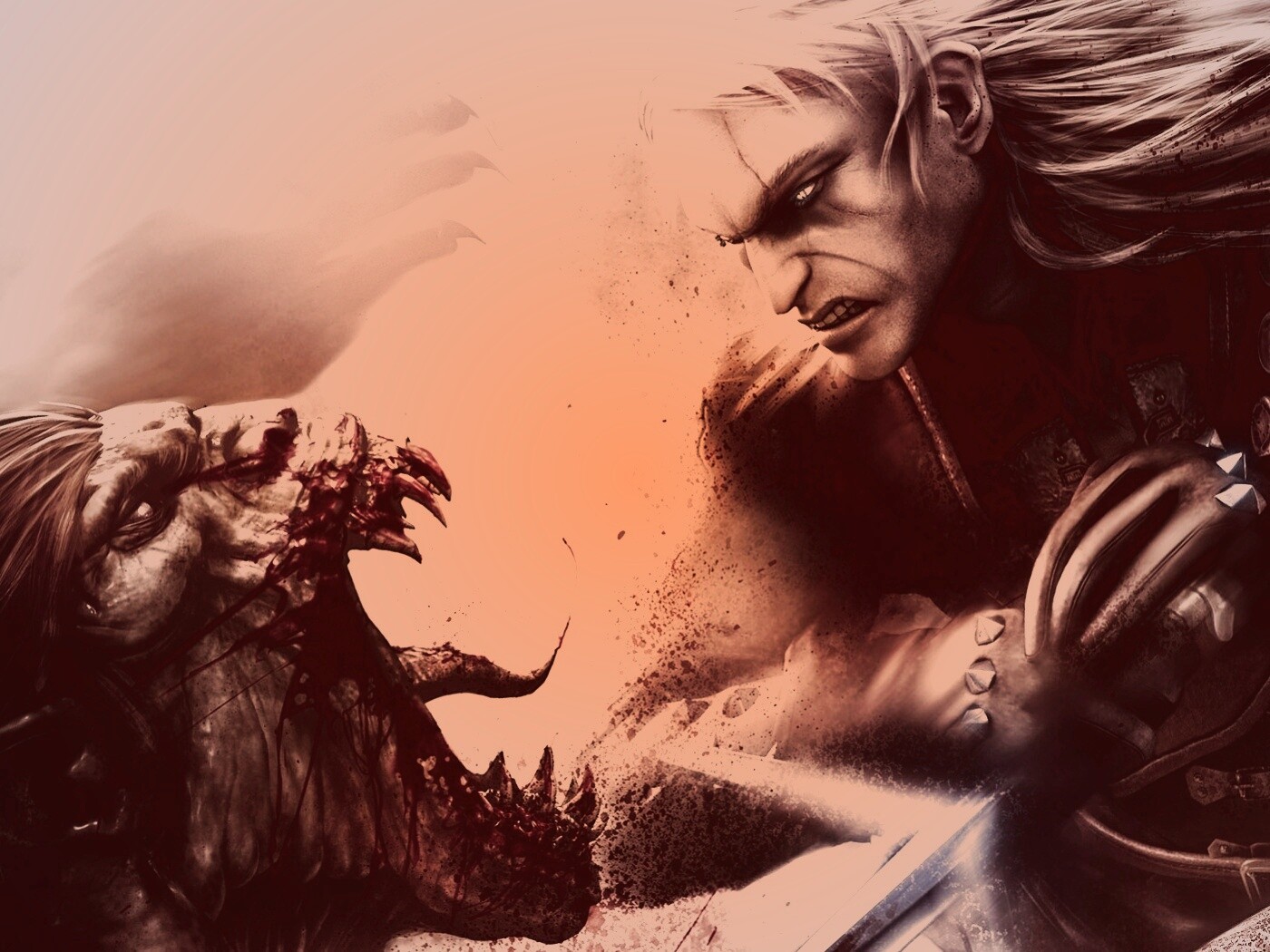 Ведьмак против  стрыги обои