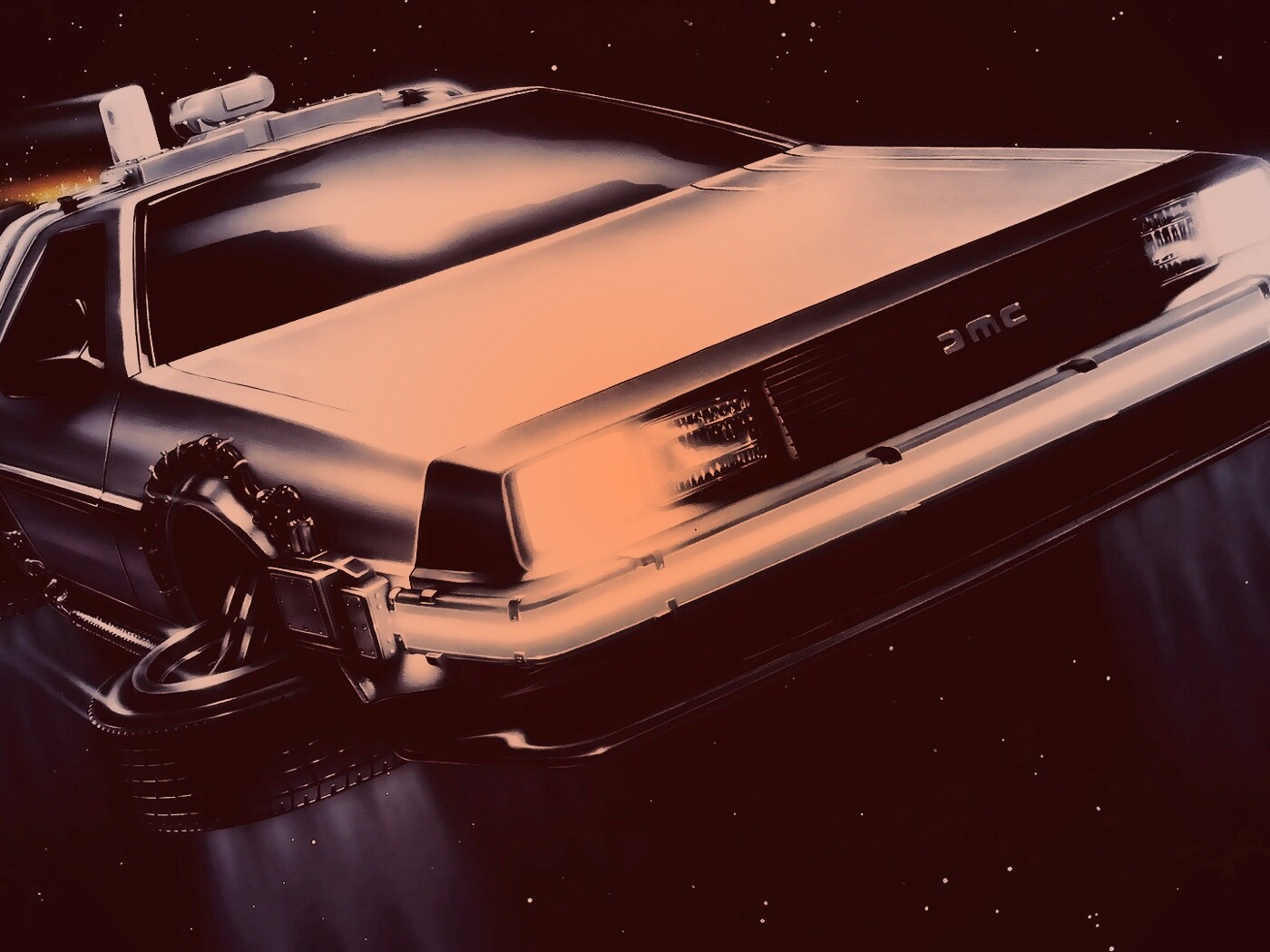 Летающий Делореан обои