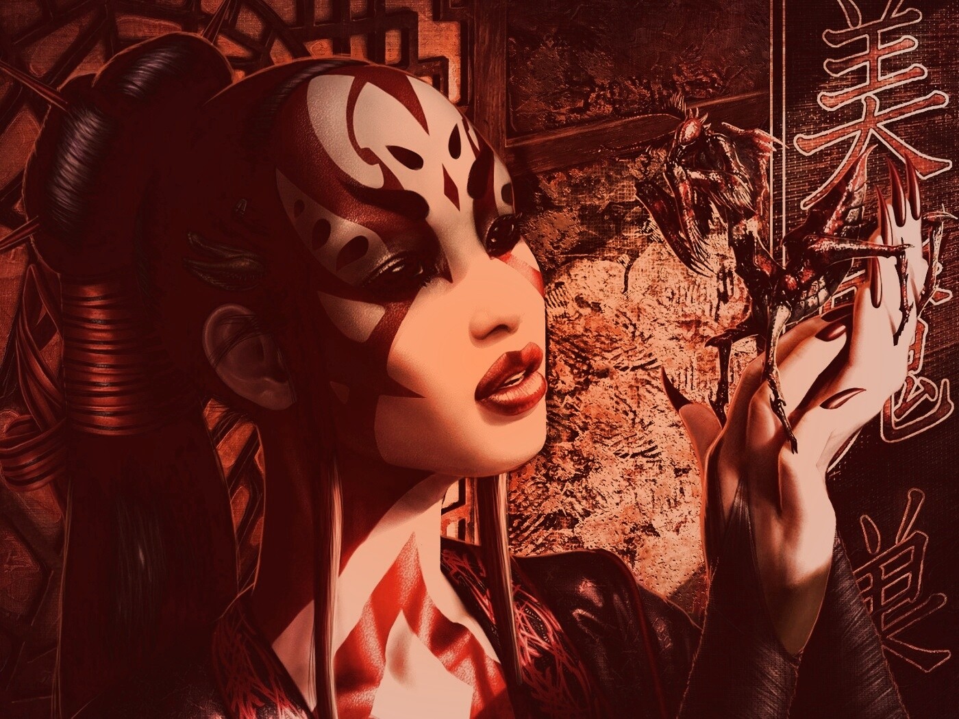 Девушка и богомол обои